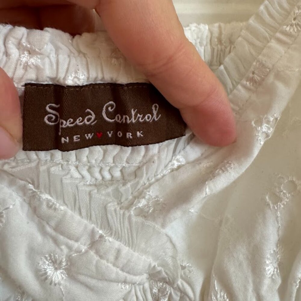 Speed Control White Embroidered Sundress Size M - Picture 3 of 4